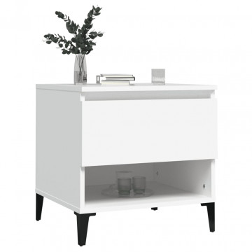 Mese laterale, 2 buc., alb, 50x46x50 cm, lemn compozit - Img 4