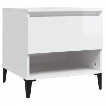 Mese laterale 2 buc. alb extralucios 50x46x50 cm lemn compozit - Img 5