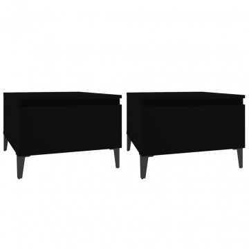 Mese laterale, 2 buc., negru, 50x46x35 cm, lemn compozit - Img 2