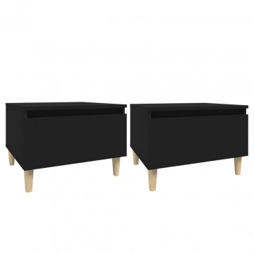 Mese laterale, 2 buc., negru, 50x46x35 cm, lemn compozit - Img 2