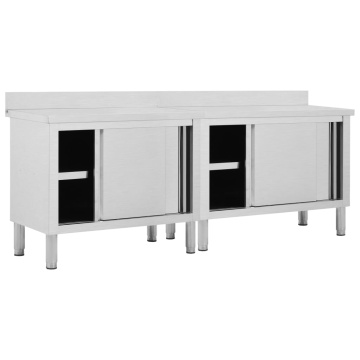 Mese lucru uși glisante 2 buc 240x50x(95-97) cm oțel inoxidabil - Img 2