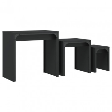 Mese suprapuse de cafea, 3 buc, negru, lemn prelucrat - Img 2