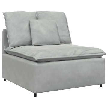Modul central canapea modulară cu perne, gri deschis, 100 cm - Img 2