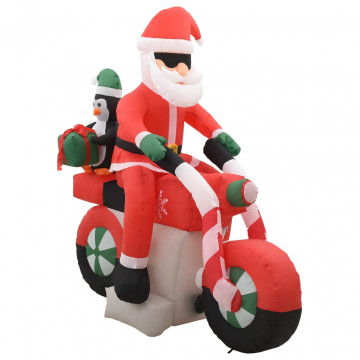 Moș Crăciun pe motocicletă gonflabil, LED, IP44, 160 cm - Img 2