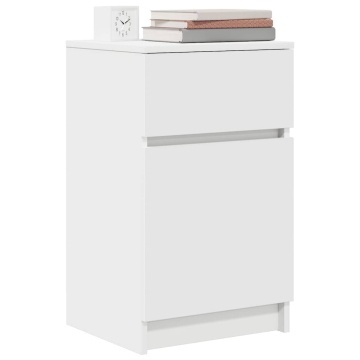 Noptiera alb 39x35x65 cm lemn prelucrat - Img 4