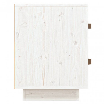 Noptieră, alb, 40x34x45 cm, lemn masiv de pin - Img 6