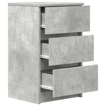 Noptiera cu 3 sertare gri beton 39x35x65 cm - Img 8