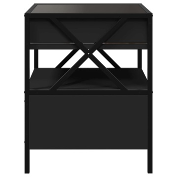 Noptieră cu LED infinity, negru, 40x40x51 cm - Img 6
