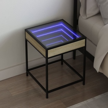 Noptieră cu LED infinity, stejar sonoma, 40x40x51 cm - Img 1