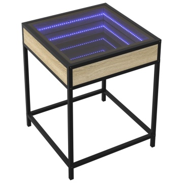 Noptieră cu LED infinity, stejar sonoma, 40x40x51 cm - Img 3