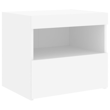 Noptieră cu lumini LED, alb, 50x40x45 cm - Img 5