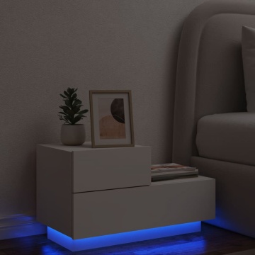 Noptieră cu lumini LED, alb, 70x36x40,5 cm - Img 1