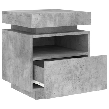 Noptieră cu lumini LED, gri beton, 40x39x48,5 cm - Img 5
