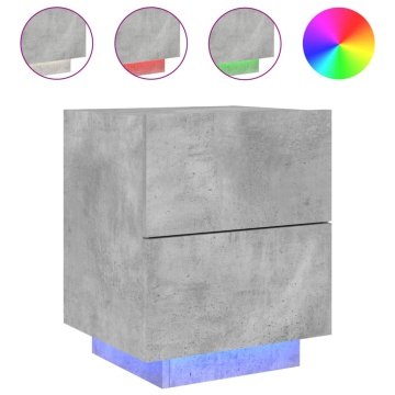 Noptieră cu lumini LED, gri beton, lemn prelucrat - Img 2
