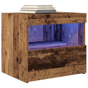 Noptieră cu lumini LED Lemn vechi 50x40x45 cm - Img 4