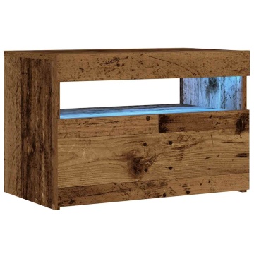 Noptiera cu lumini LED Lemn vechi 60x35x40 cm Lemn prelucrat - Img 5