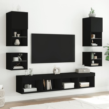 Noptieră cu lumini LED montată pe perete, negru - Img 4
