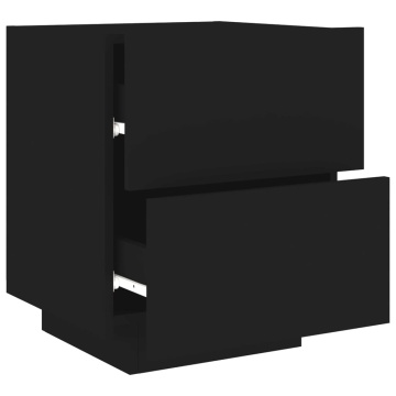 Noptieră cu lumini LED, negru, lemn prelucrat - Img 5