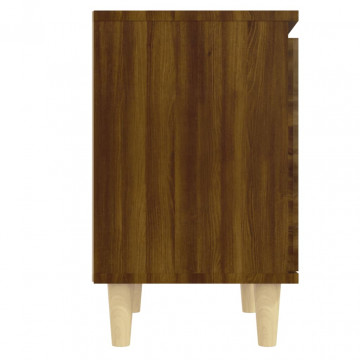Noptieră cu picioare din lemn masiv, stejar maro, 40x30x50 cm - Img 5