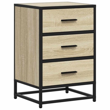 Noptiera din stejar Sonoma 40x34,5x60cm lemn prelucrat si metal - Img 2