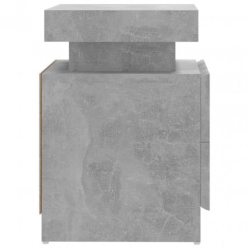 Noptieră, gri beton, 45x35x52 cm, lemn prelucrat - Img 8