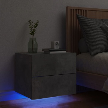 Noptieră montată pe perete cu lumini LED, gri beton - Img 1