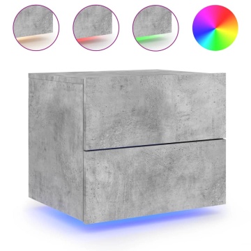 Noptieră montată pe perete cu lumini LED, gri beton - Img 2