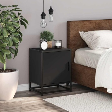 Noptiera neagra 40x31x50 cm lemn prelucrat si metal - Img 3
