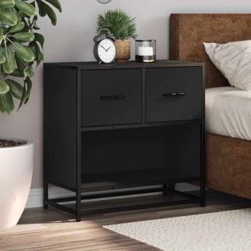 Noptiera neagra 60x31x60 cm lemn prelucrat si metal - Img 4