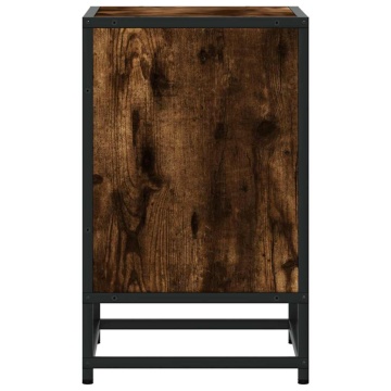 Noptiera stejar afumat 40x31x50 cm lemn prelucrat si metal - Img 5