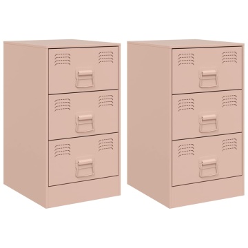 Noptiere, 2 buc., 34,5x39x62 , 34,5x39x62 cm, oțel - Img 2