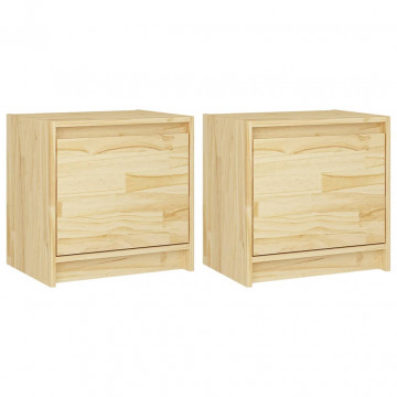Noptiere, 2 buc., 40x30,5x40 cm, lemn masiv de pin - Img 2