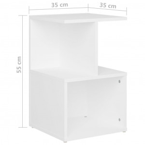 Noptiere, 2 buc., alb, 35x35x55 cm, PAL - Img 5