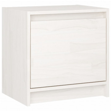 Noptiere, 2 buc., alb, 40x30,5x40 cm, lemn masiv de pin - Img 8