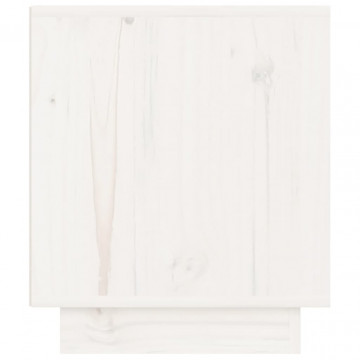 Noptiere, 2 buc., alb, 40x34x40 cm, lemn masiv de pin - Img 6