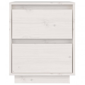 Noptiere, 2 buc., alb, 40x35x50 cm, lemn masiv de pin - Img 6