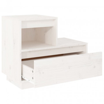 Noptiere, 2 buc., alb, 60x34x51 cm, lemn masiv de pin - Img 5