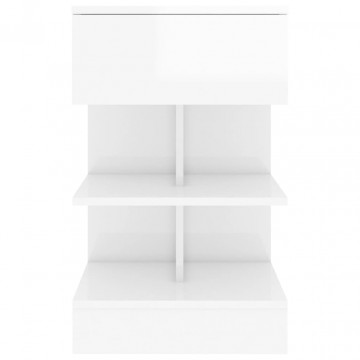 Noptiere, 2 buc., alb extralucios, 40x35x65 cm - Img 4