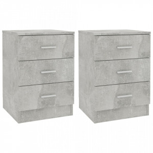 Noptiere, 2 buc., gri beton, 38 x 35 x 56 cm, PAL - Img 2