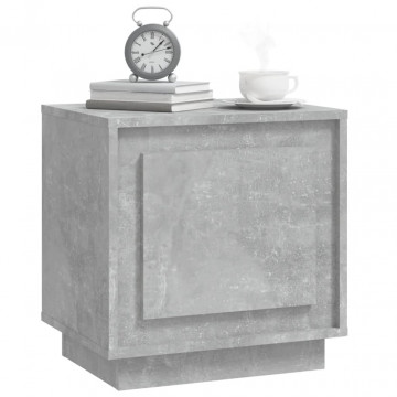 Noptiere, 2 buc., gri beton, 44x35x45 cm, lemn prelucrat - Img 4