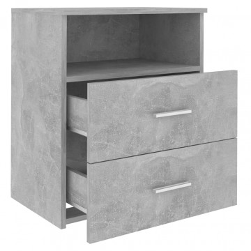 Noptiere, 2 buc, gri beton, 50x32x60 cm - Img 5