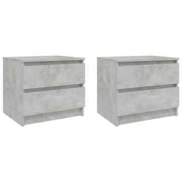Noptiere, 2 buc., gri beton, 50x39x43,5 cm, PAL - Img 2