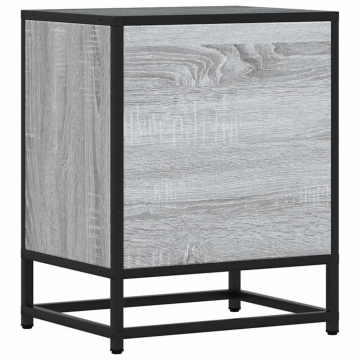 Noptiere 2 buc Gri Sonoma 40x31x50 cm lemn prelucrat și metal - Img 7