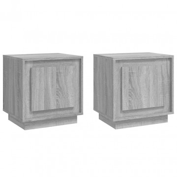 Noptiere, 2 buc., gri sonoma, 44x35x45 cm, lemn prelucrat - Img 2