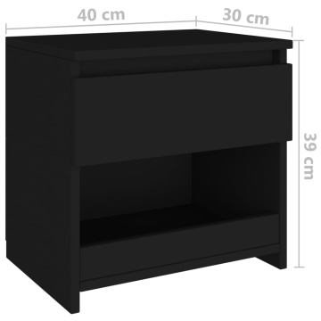 Noptiere, 2 buc., negru, 40x30x39 cm, PAL - Img 7