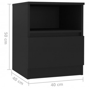 Noptiere, 2 buc., negru, 40x40x50 cm, PAL - Img 7