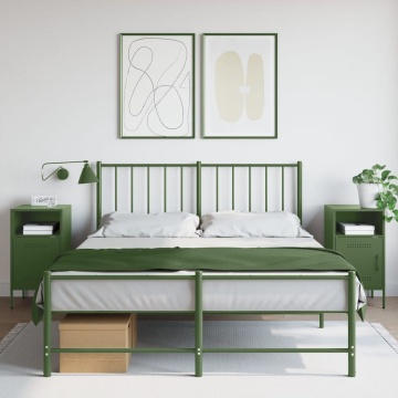 Noptiere 2 buc. verde măslină 36x39x68cm oțel laminat la rece - Img 1