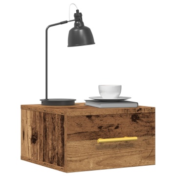 Noptiere 2 buc Wall-Mounted Lemn Vechi 35x35x20 cm - Img 3