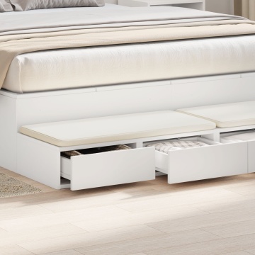 Noptiere Alb Lemn prelucrat 150 x 36.5 x 16.5 cm Sertare - Img 4