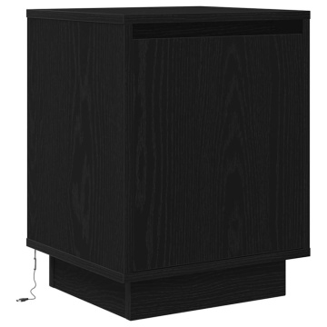 Noptiere cu lumini LED 2 buc Negru 38x34x50 cm - Img 6